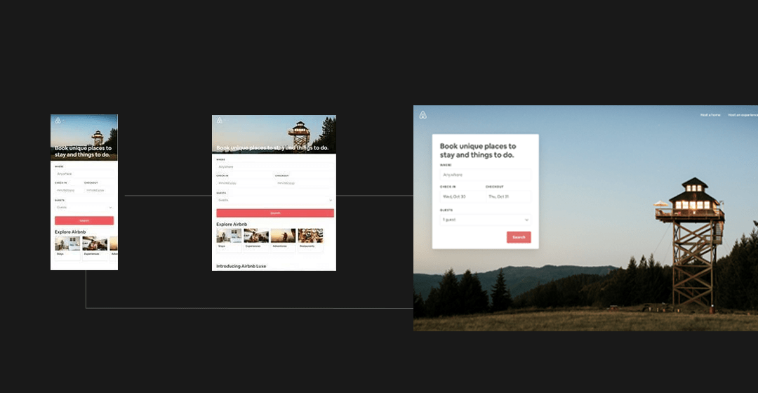 Interface do site da Airbnb inicialmente concebida para smartphones